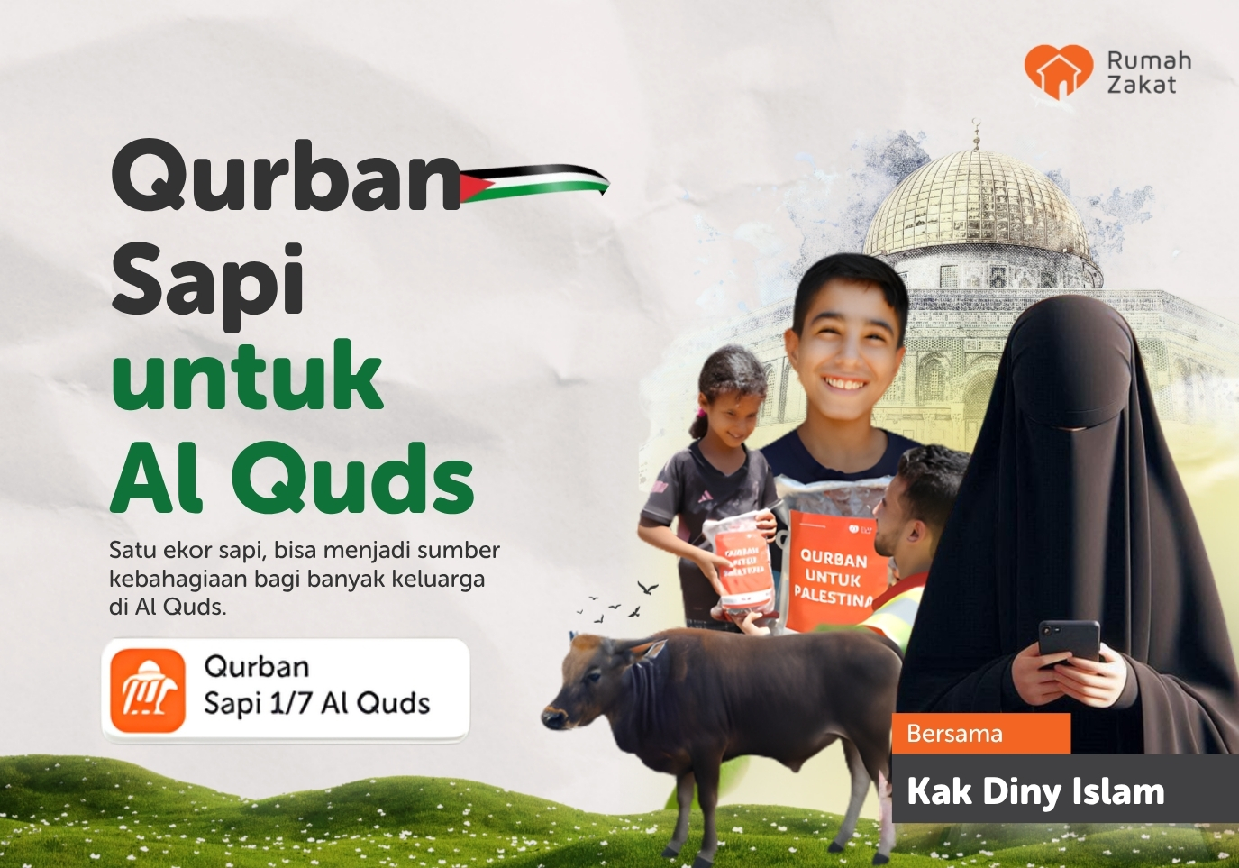 Qurban 1/7 Sapi Al Quds Bersama  Kak Diny Islam